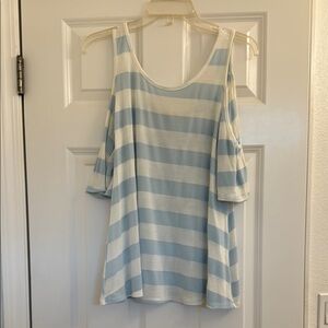 Blue and White Striped Women's Top